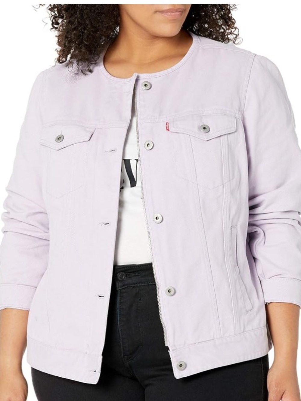 Levi's Women's Collarless Tucker Light Lavender Denim Jacket ❤️ SZ 1X